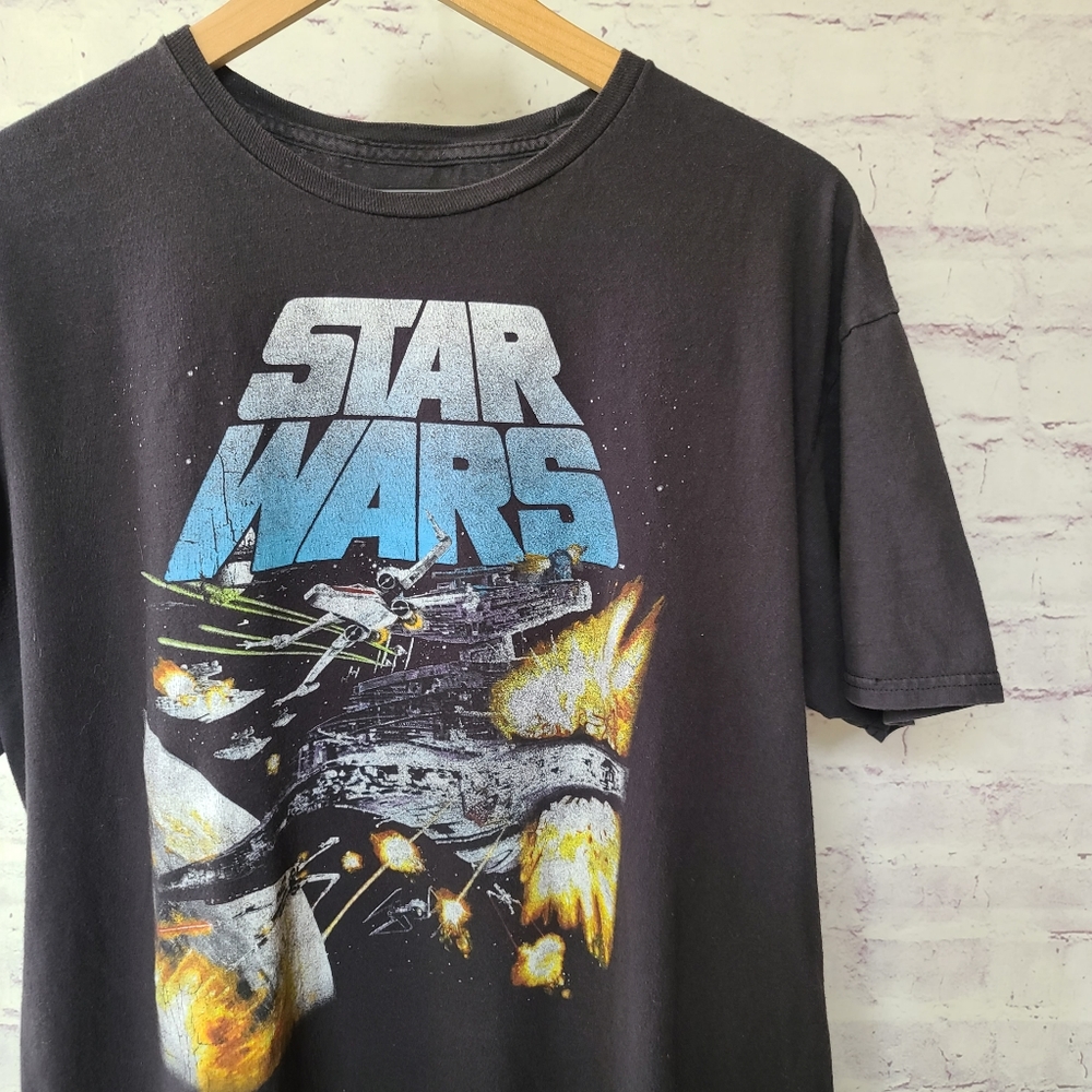 Star Wars Black Spacecraft Space Battle Graphic Tee 2XL 25"x28"